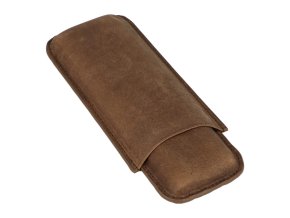 Pouzdro na 2 doutníky Angelo, buv. kůže hnědá, 17cm