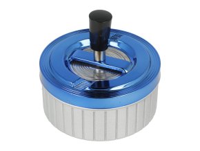 Cigaretový popelník kovový otočný Stripes modrý, 11cm
