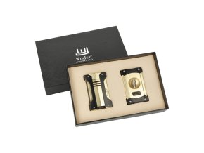 Doutníková sada Winjet, zlatá, zapalovač+ořezávač V-Cut