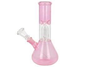 Skleněný bong s perkolací Super Heroes Transparent Růžový, 22cm