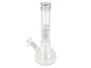 Skleněný bong s perkolací Super Heroes Bowl Pink Ice+Perc., 34cm