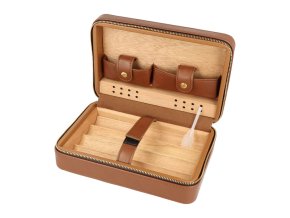 Humidor na doutníky Passatore cestovní hnědý 4D, 21x14x8cm