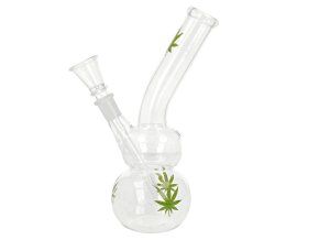 Skleněný bong Basic Green Leaf, 22 cm