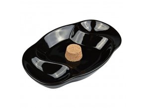 Dýmkový popelník na 2 dýmky keramický černý ovál