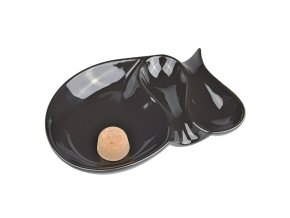 Dýmkový popelník na 2 dýmky keramický černý ovál