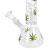 Skleněný bong s perkolací Super Heroes Beaker Green Leaves, 31cm