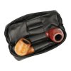 Pouzdro na 2 dýmky etue Pipe Emblem černé, kůže