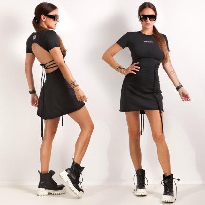 WRAP BACKLESS DRESS black