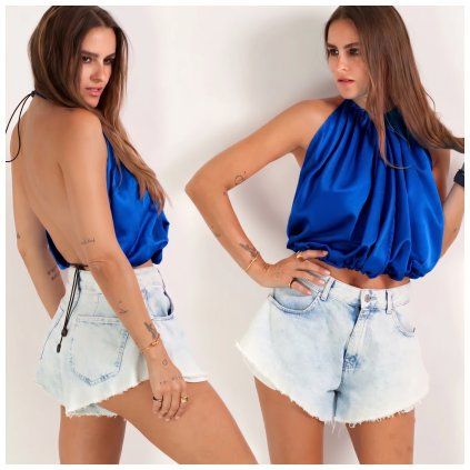 SATIN DIY BALLOON TOP blue
