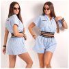 BLUE STRIPE CROP SHIRT