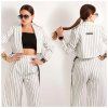 STRIPED GABARDINE CROP BLAZER B/W