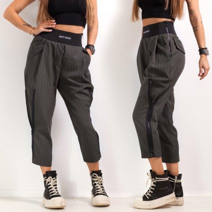 zip striped culottes