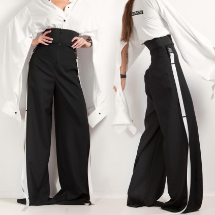 GABARDINE STRAP WIDE PANTS