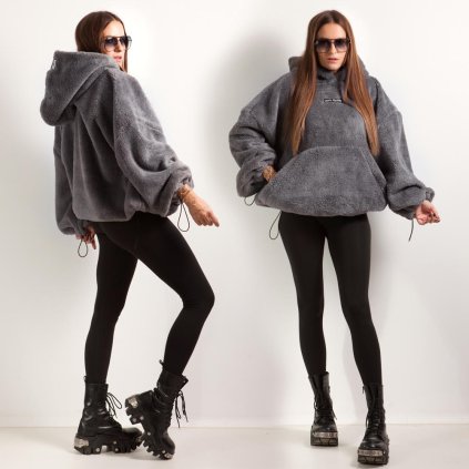 FLUFFY OVERSIZE HOODIE grey
