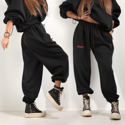 MEGA OVERSIZE SWEATPANTS black x red