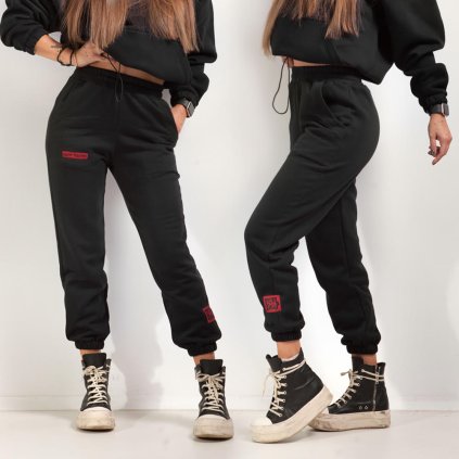 SWEATPANTS black x red