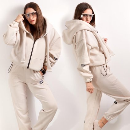 ZIP PUFFY HOODIE nude