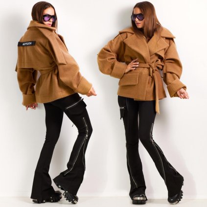 WOOL SHORT COAT CARAMEL