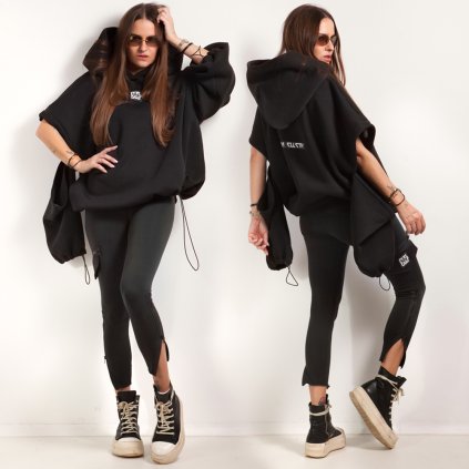 OPEN SLEEVES OVERSIZE HOODIE black