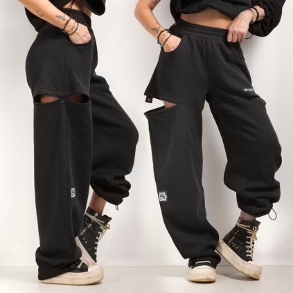 OPEN LEG SWEATPANTS black