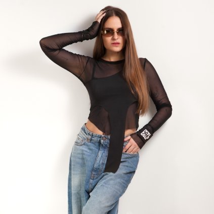 CUT OUT MESH TOP black