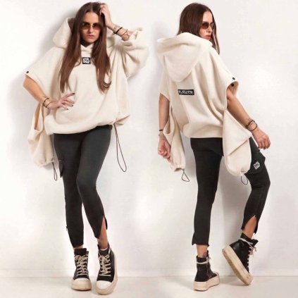 OPEN SLEEVES OVERSIZE HOODIE off white