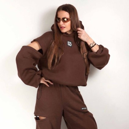 OPEN SLEEVES HOODIE choco