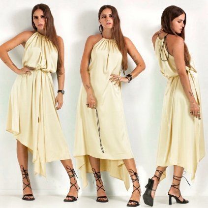 SATIN DIY LONG DRESS yellow