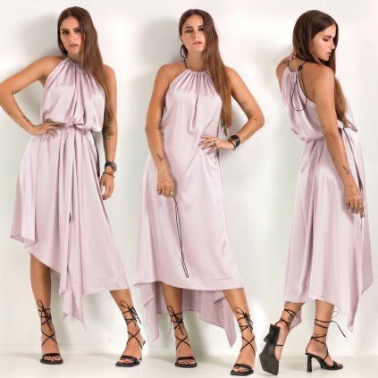 SATIN DIY LONG DRESS blush pink