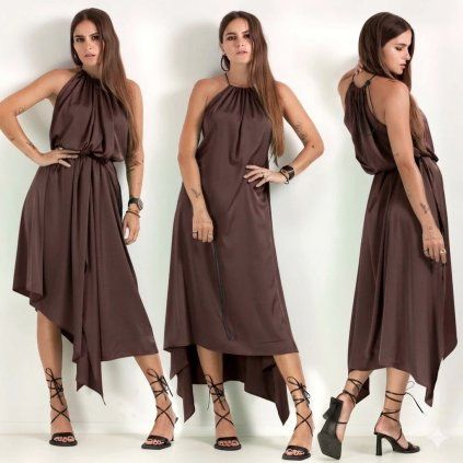 SATIN DIY LONG DRESS choco