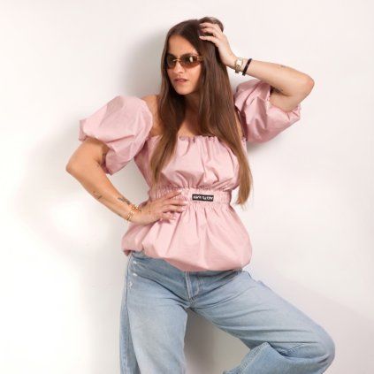 PUFF OFF SHOULDER TOP pink