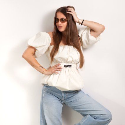 PUFF OFF SHOULDER TOP white