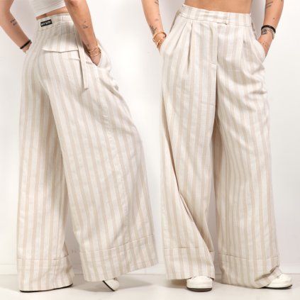 LINEN WIDE STRIPED PANTS
