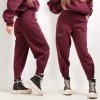 button pants burgundy