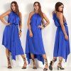 SATIN DIY LONG DRESS blue