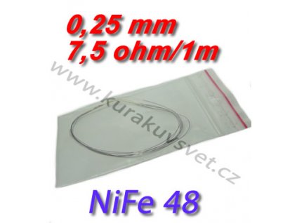 Odporový drát NiFe48 0,25mm 7,5ohmu