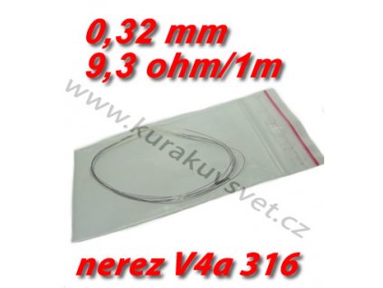 4m Odporový drát nerez V4a 3160,32mm 9,3ohmu