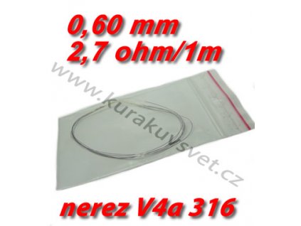 Odporový drát nerez V4a 316 0,60mm 2,7ohmu
