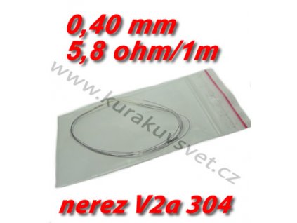 4m Odporový drát nerez V2a 304 0,40mm 5,8ohmu