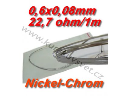 Odporový drát Nickel-Chrom 0,6x0,08mm 22,7ohmu, Plochý