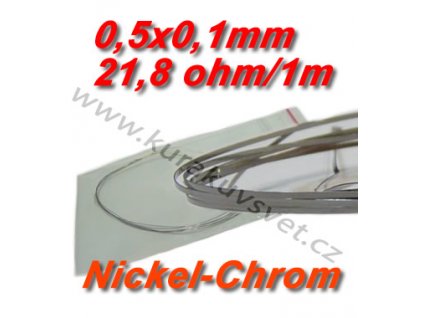 Odporový drát Nickel-Chrom 0,5x0,1mm 21,8ohmu, Plochý
