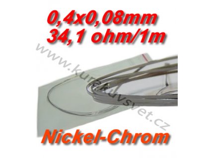 Odporový drát Nickel-Chrom 0,4x0,08mm 34,1ohmu, Plochý