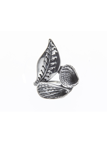 Stříbrný prsten Lístky zatočené