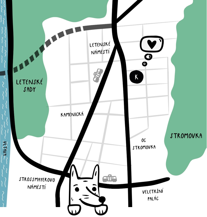 Mapa s polohou kamenné prodejny Kuráž