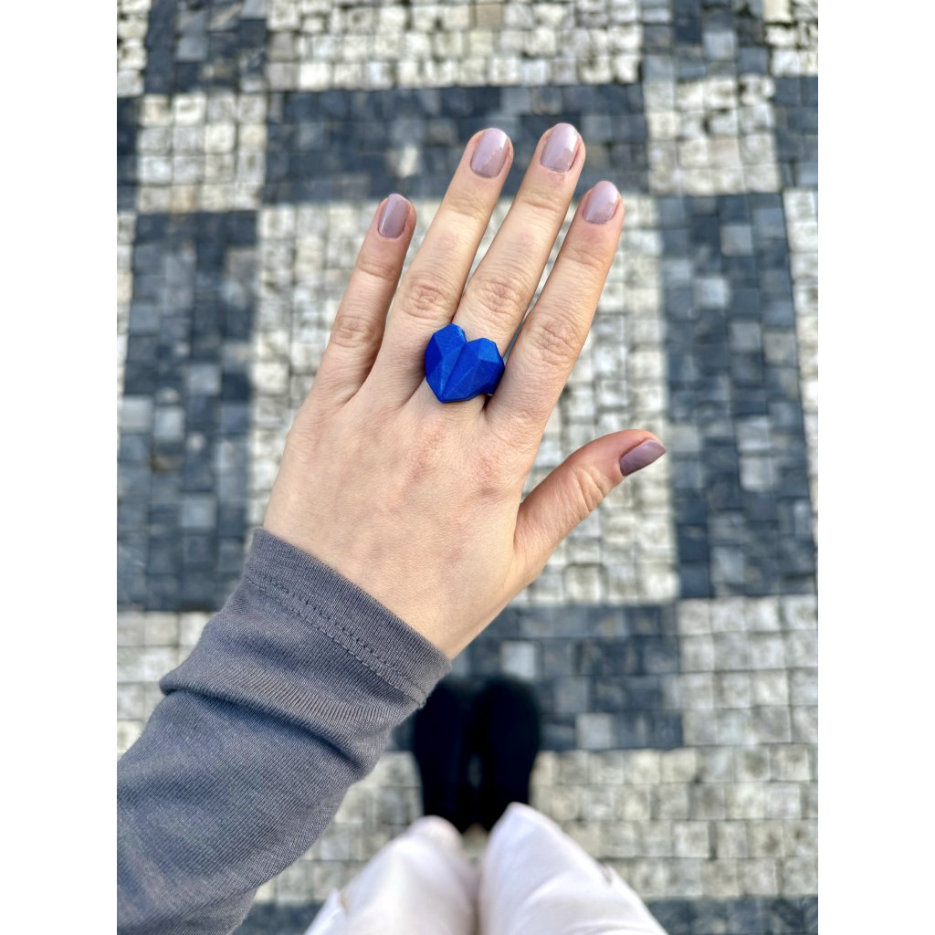 Prsten 3dBara Srdce více barev Barva: Nobble Blue, Velikost: L