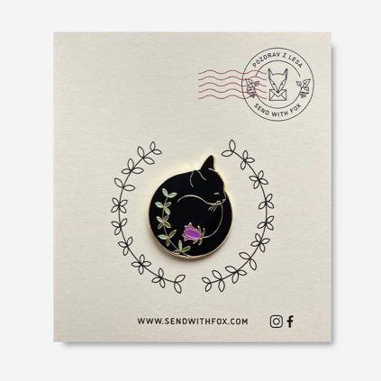 Pin Pozdrav z lesa Kočka černá