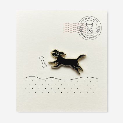 Pin Pozdrav z lesa Pejsek Černý