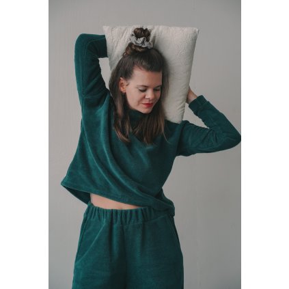 Mikina Minile Crop-top Fleece Emerald