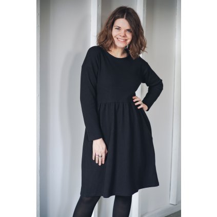 Šaty Minile Simple Wafle Black