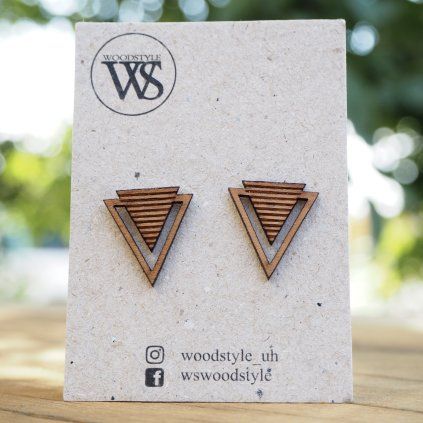 Náušnice Wood Style Double Triangl